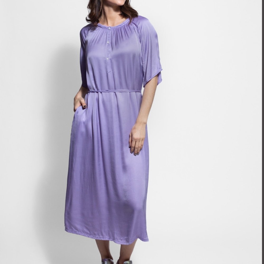 Raquel Allegra FLUTTER MIDI DRESS LILAC